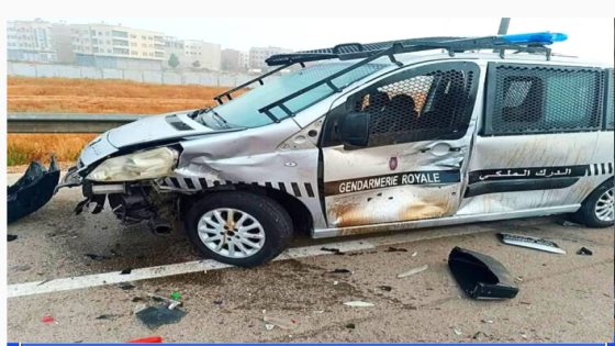 حادث سير يتسبب في دهس معدات للدرك الملكي بتيط مليل ( صور )