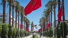 A picture taken on May 24, 2020 shows a deserted street in Rabat, as the country is under lockdown to stop the spread of the Covid-19 disease caused by the novel coronavirus, on the first day of the Eid al-Fitr feast marking the end of the Muslim holy month of Ramadan. (Photo by FADEL SENNA / AFP)